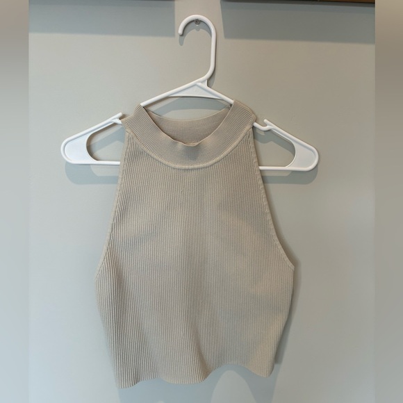 Babaton Cream Ribbed Sleeveless Top - Picture 1 of 7